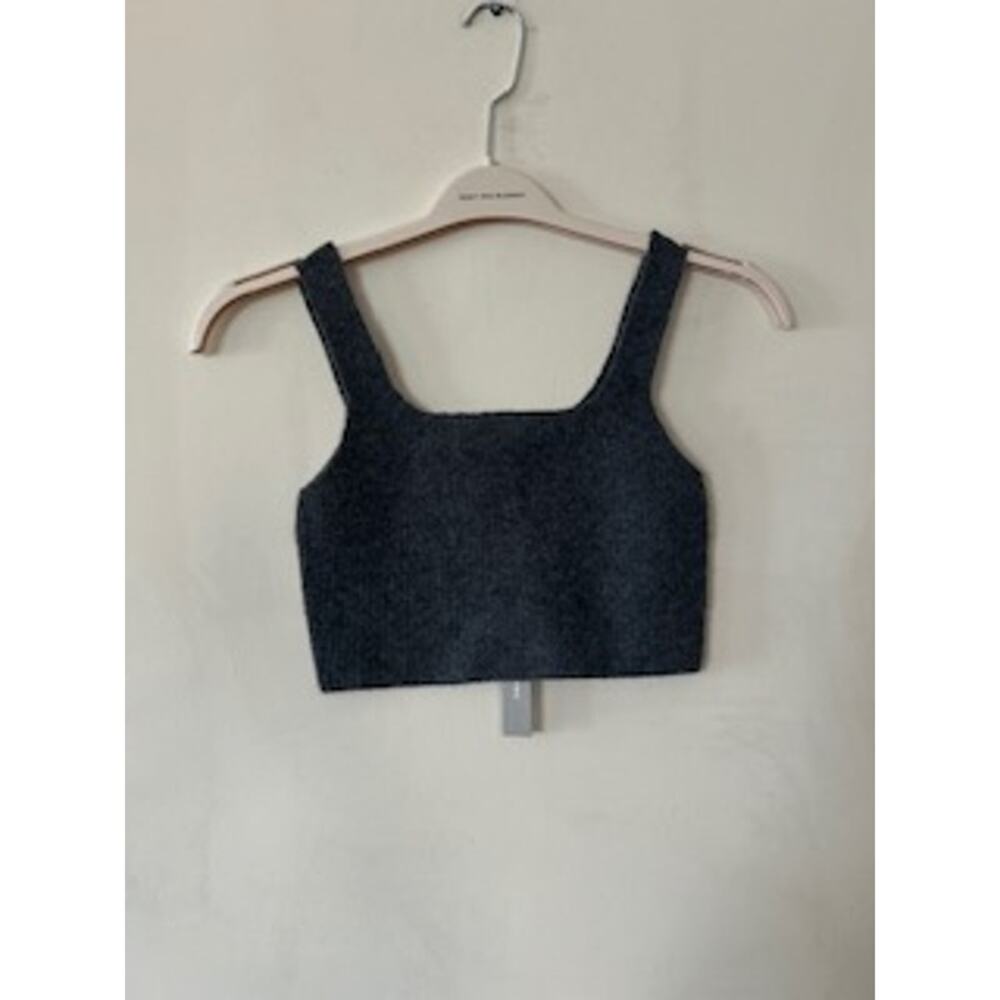 NWT Everlane by Anthropologie Stretch Crop Top Heather Charcoal Gray Size Small